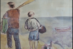 Padre e hijo pescadores (acuarela sobre papel 55x48)
