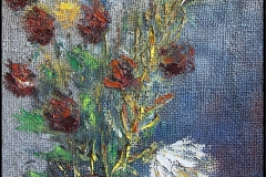 Bodegón flores (óleo sobre tela de saco sobre lienzo 70x50)